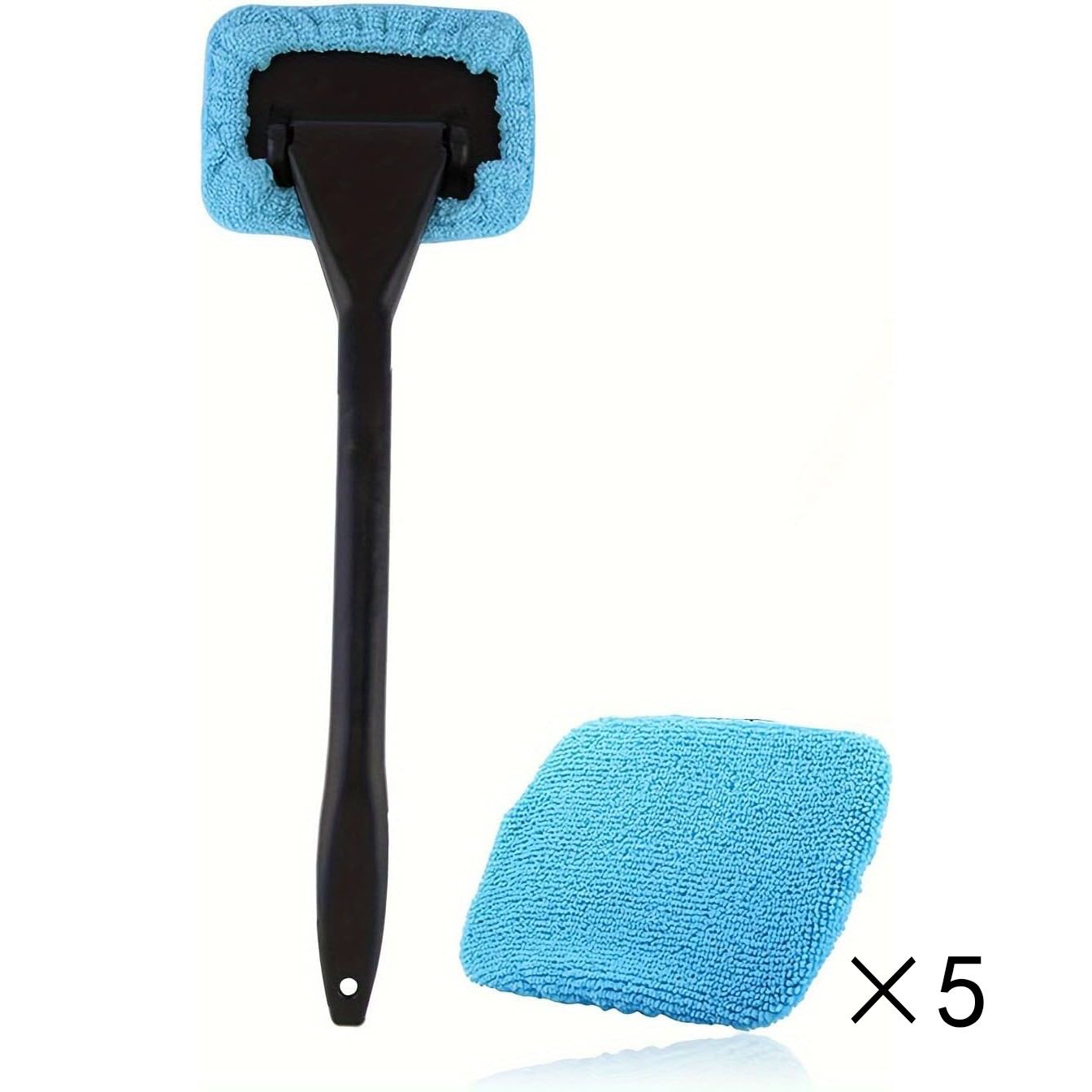 Light blue Car Windshield Cleaning Brush with 5 Replacement Microfiber Pads