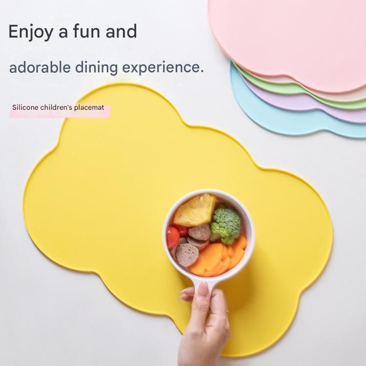 3-Piece Pink Silicone Placemat Set Cloud Shape Non-Slip Heat Resistant Kids view 3