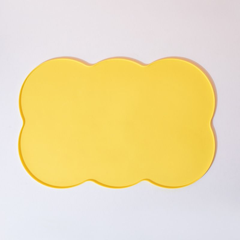 3-Piece Yellow Silicone Placemat Set Cloud Shape Non-Slip Heat Resistant Kids