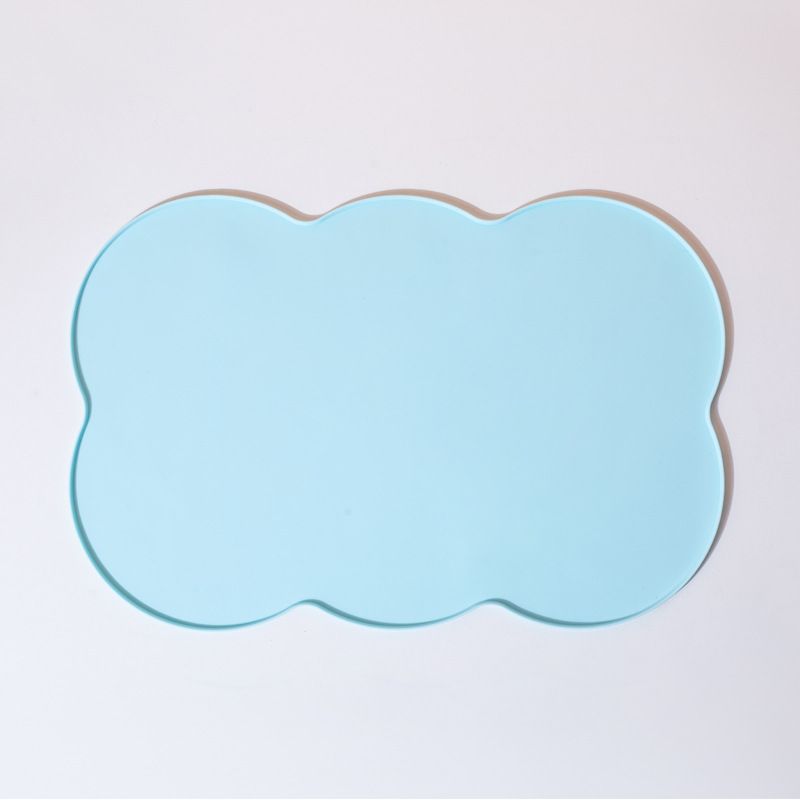 3-Piece Blue Silicone Placemat Set Cloud Shape Non-Slip Heat Resistant Kids