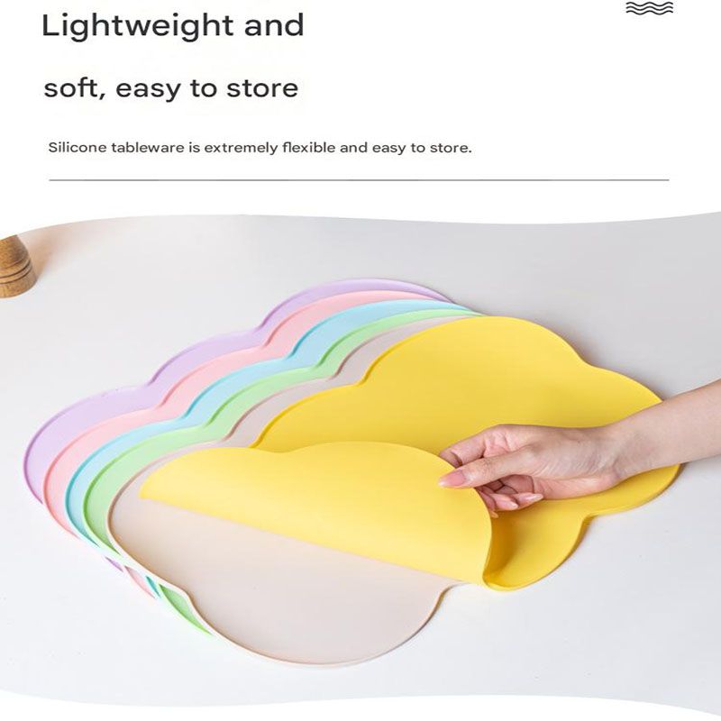 3-Piece Grey Silicone Placemat Set Cloud Shape Non-Slip Heat Resistant Kids view 4