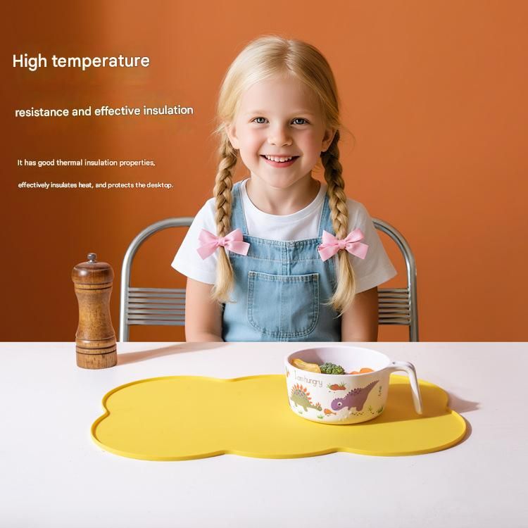 3-Piece Green Silicone Placemat Set Cloud Shape Non-Slip Heat Resistant Kids view 2