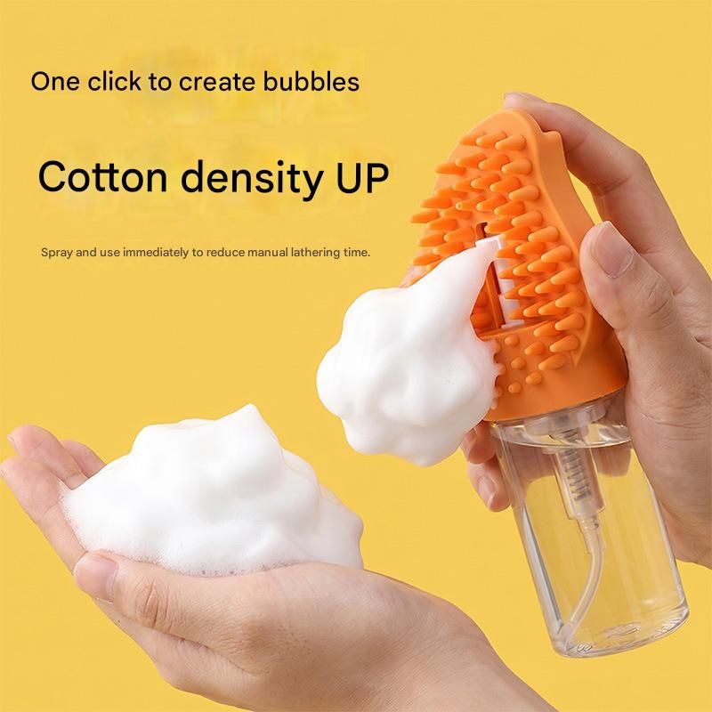 Grey Pet Shampoo Brush Silicone Foaming Massage Comb Dog Cat Bathing Grooming Tool view 2