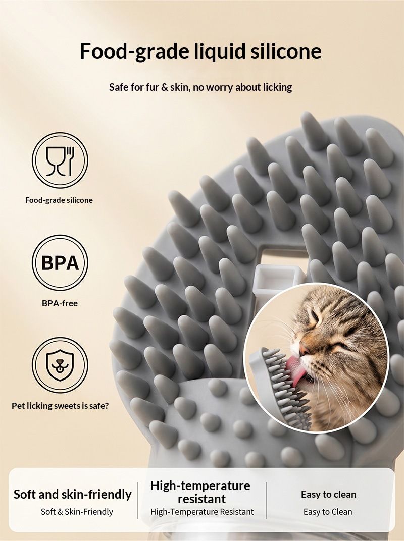 Grey Pet Shampoo Brush Silicone Foaming Massage Comb Dog Cat Bathing Grooming Tool view 7