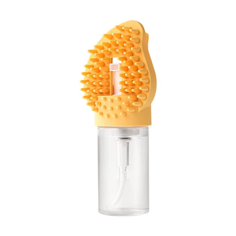 Yellow Pet Shampoo Brush Silicone Foaming Massage Comb Dog Cat Bathing