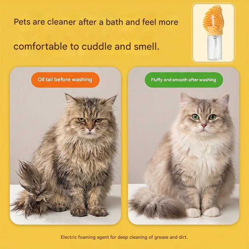 Yellow Pet Shampoo Brush Silicone Foaming Massage Comb Dog Cat Bathing view 3
