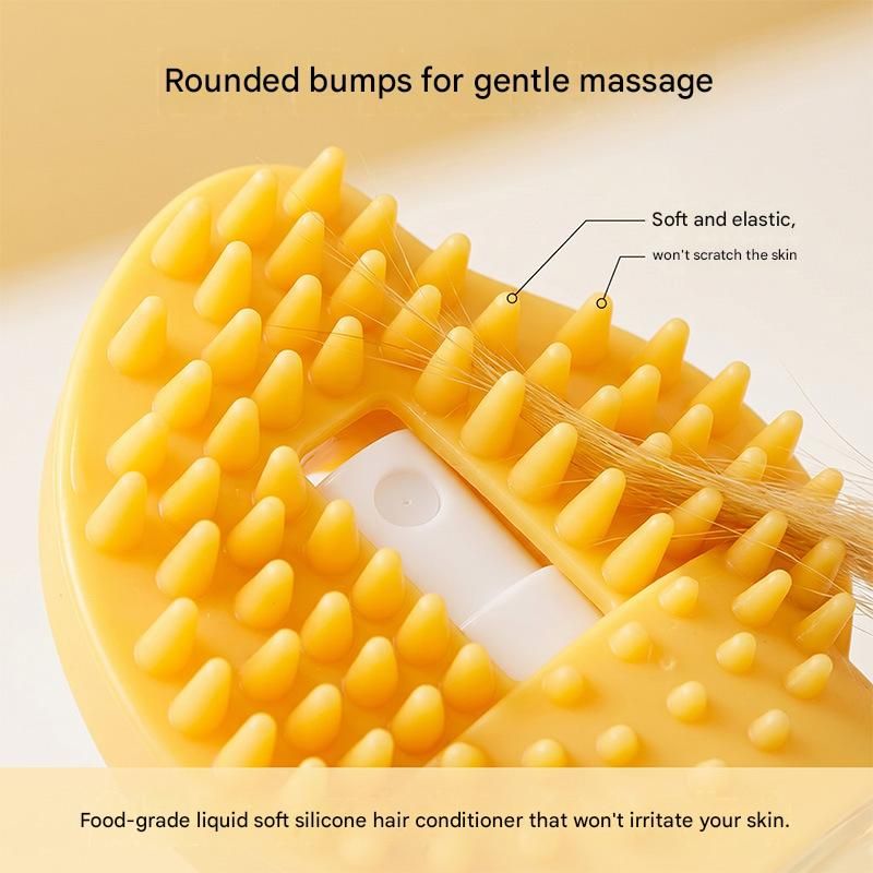 Yellow Pet Shampoo Brush Silicone Foaming Massage Comb Dog Cat Bathing view 4