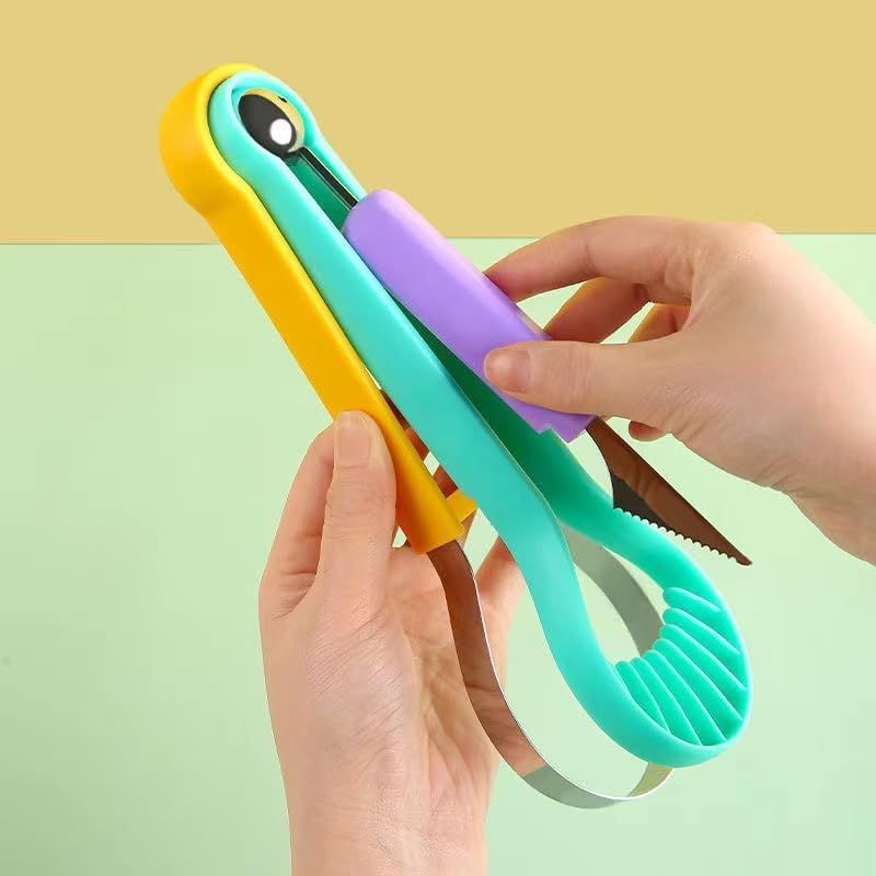 2-Piece Fruit Carving Tool Set Melon Baller Scoop Knife Stainless Steel(Yellow view 2