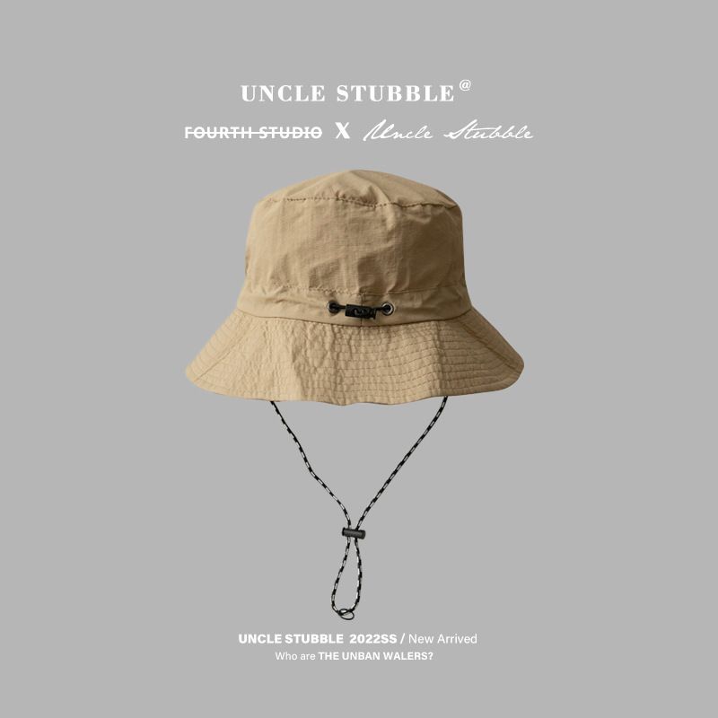 Khaki Packable Bucket Hat Unisex Wide Brim Foldable Sun Protection Hiking