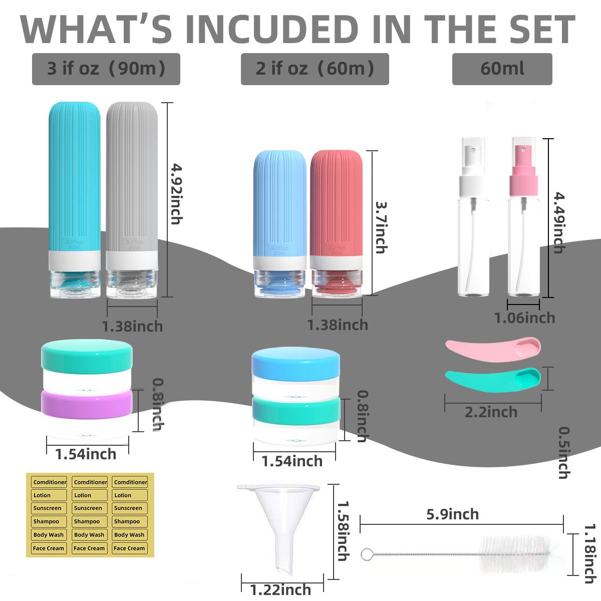 Silicone Travel Toiletry Bottles Set Leakproof Squeeze Containers with Case(04) view 4