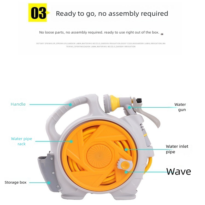 Blue Portable Hose Reel Cart with 14m Hose 7-Pattern Spray Gun Garden Watering view 4