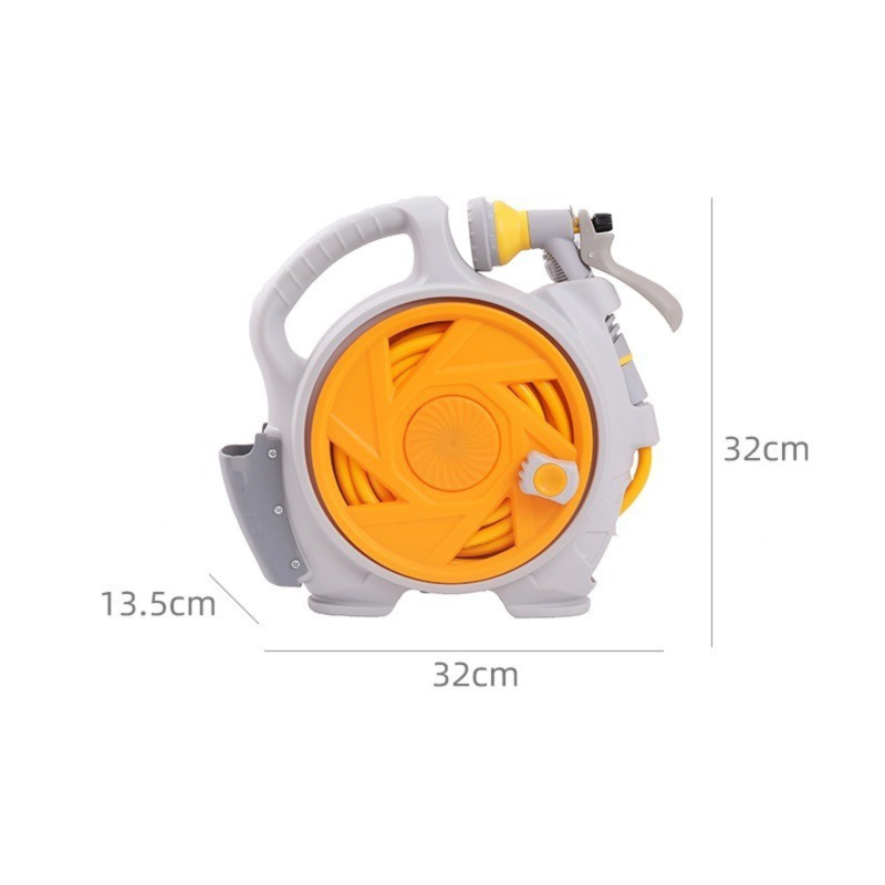 Green Portable Hose Reel Cart with 14m Hose 7-Pattern Spray Gun Garden view 10