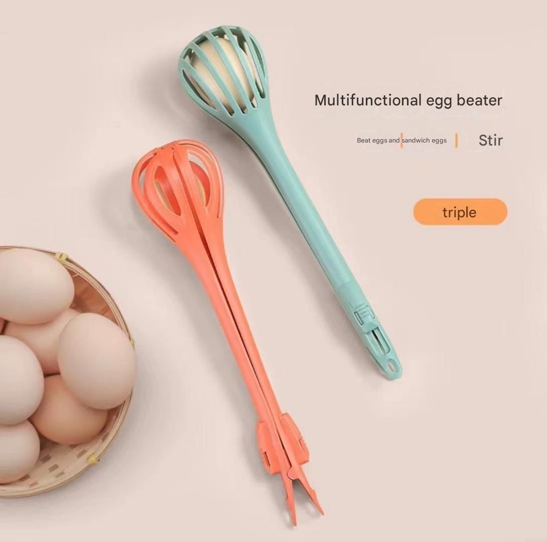 Red 2-Piece 3-in-1 Multi-Functional Egg Whisk & Food Tongs Set view 4