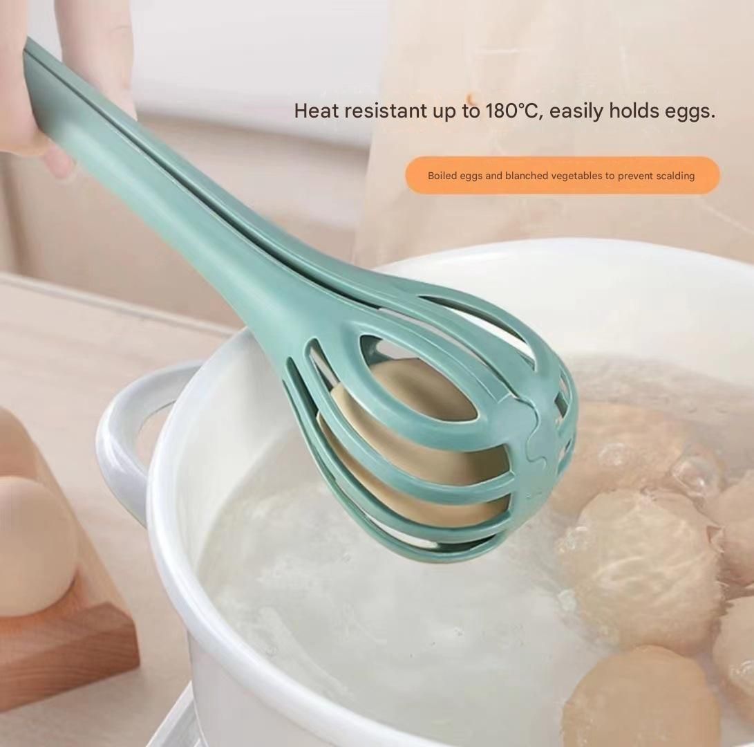 Blue 2-Piece 3-in-1 Multi-Functional Egg Whisk & Food Tongs Set view 2