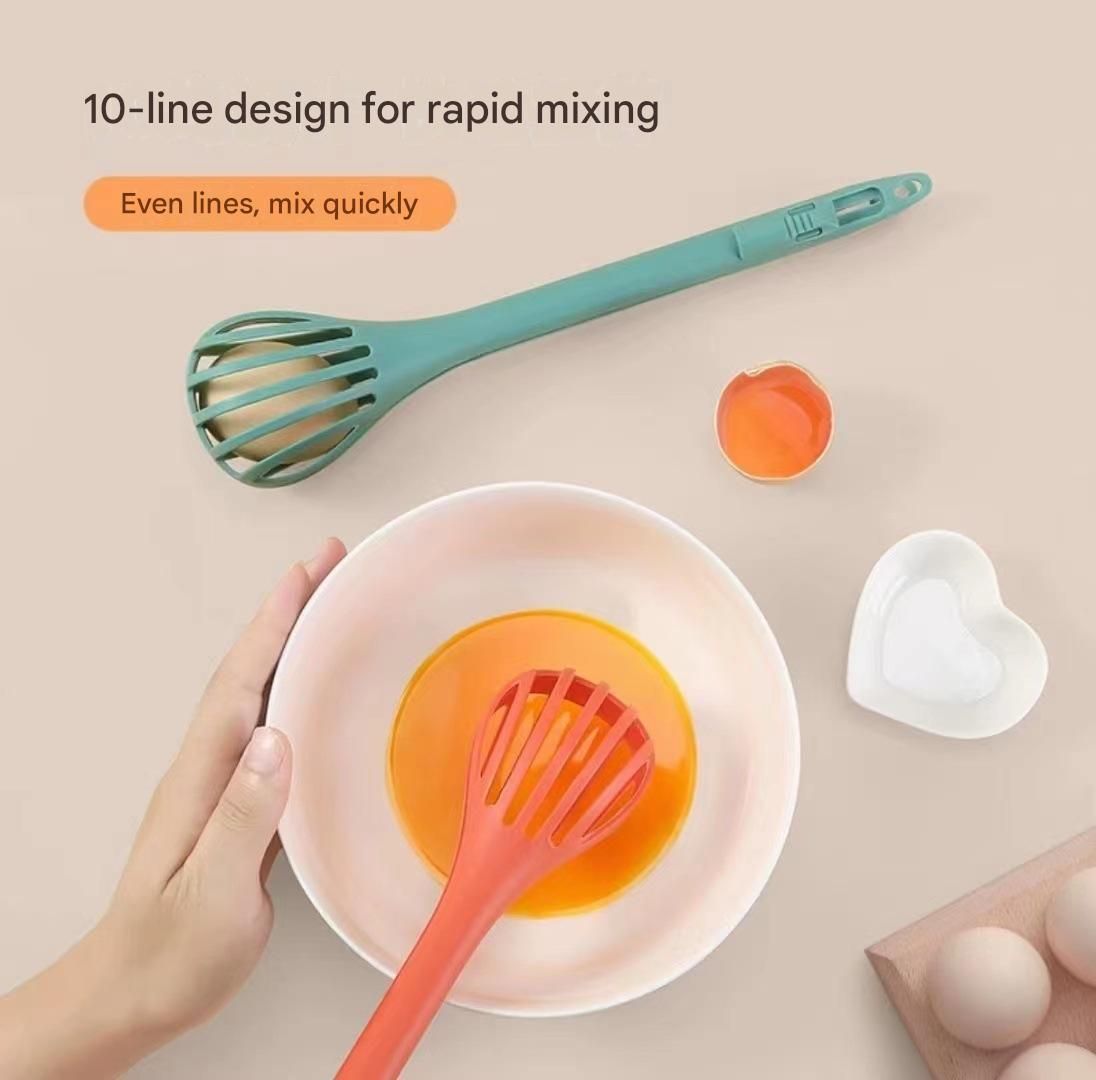 Yellow 2-Piece 3-in-1 Multi-Functional Egg Whisk & Food Tongs Set view 3