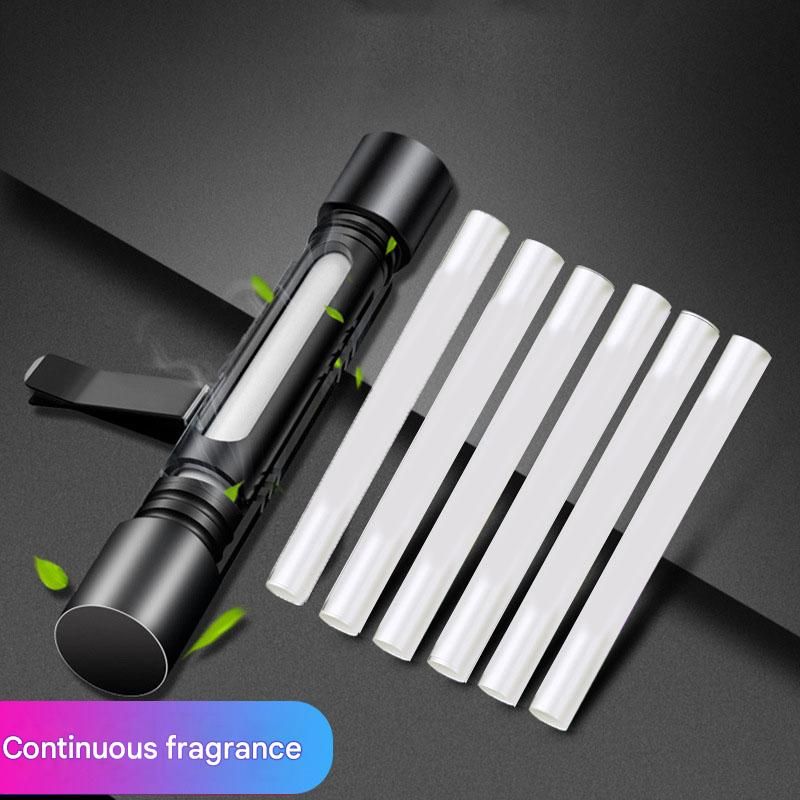 Black Mini Car Air Vent Perfume Freshener with 6 Scent Refills Aluminum Alloy