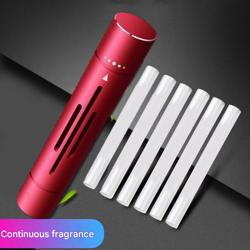 Red Mini Car Air Vent Perfume Freshener with 6 Scent Refills Aluminum Alloy