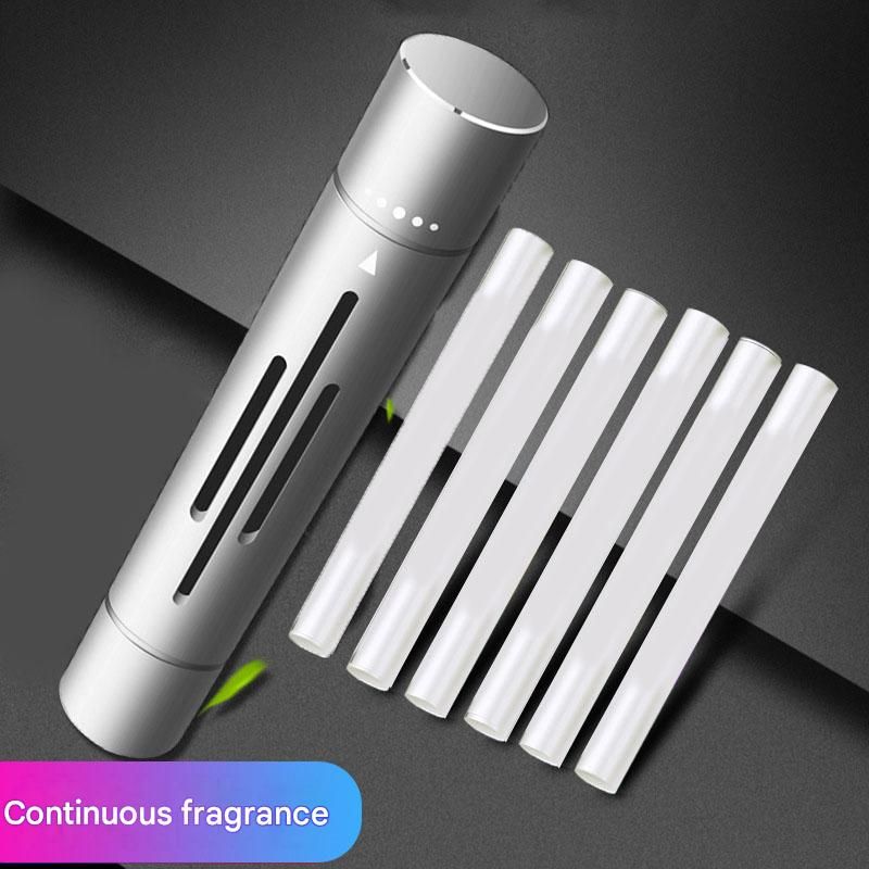 Silver Mini Car Air Vent Perfume Freshener with 6 Scent Refills Aluminum Alloy