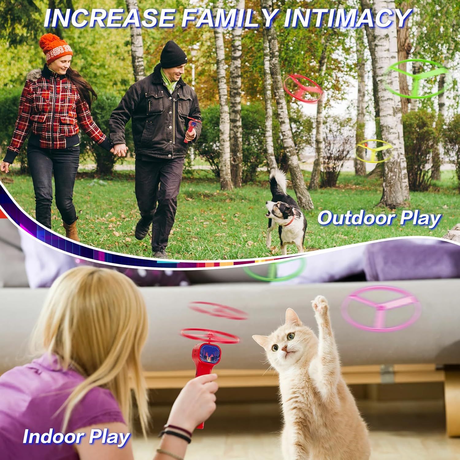 Red LED Light Up Flying Disc Cat Toy Interactive UFO Launcher with Replacement view 4