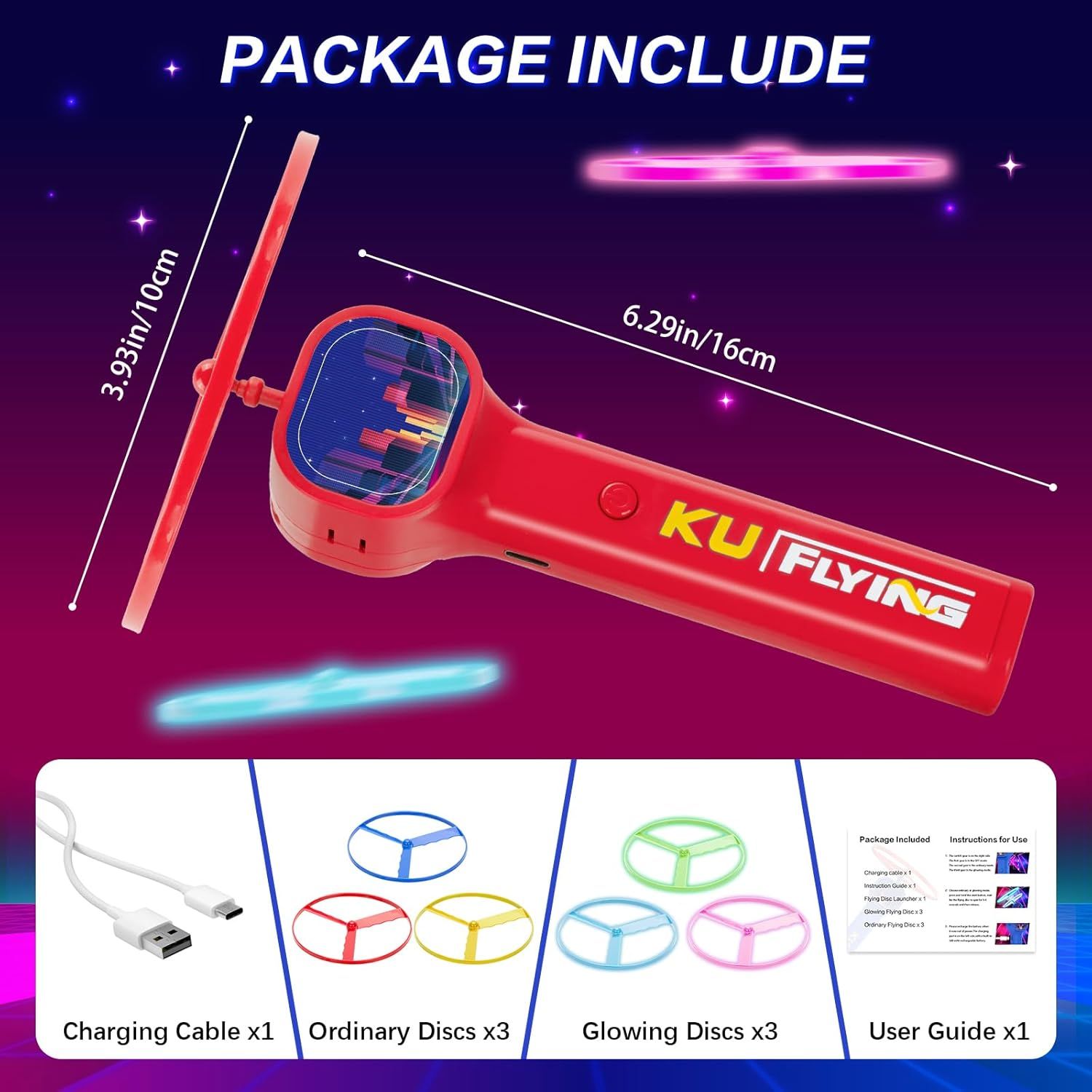 Yellow LED Light Up Flying Disc Cat Toy Interactive UFO Launcher with view 7