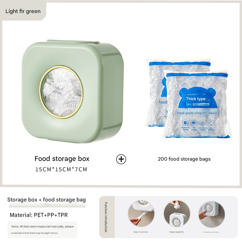 Light green Wall Mounted Plastic Wrap Dispenser Storage Box with 200