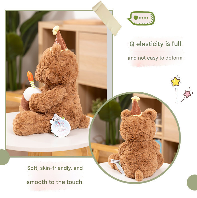 30cm Birthday Cake Teddy Bear Plush Toy - Soft Hugging Pillow with Party view 3