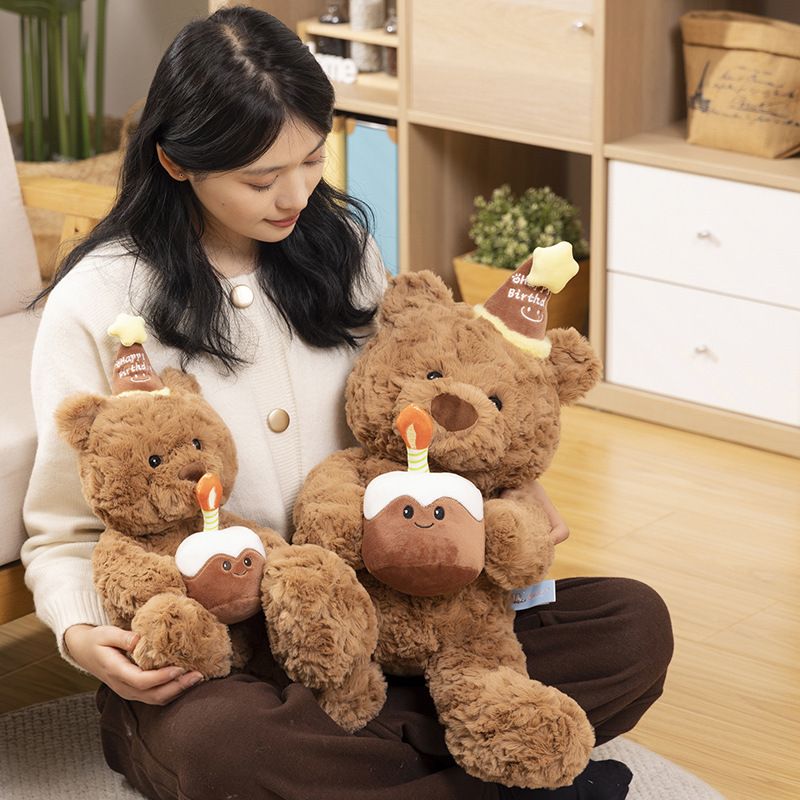 30cm Birthday Cake Teddy Bear Plush Toy - Soft Hugging Pillow with Party view 4