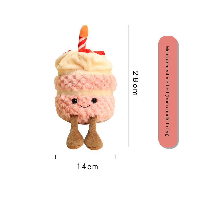 Khaki Cute Birthday Cake Plush Toy Strawberry Layered Cake Pillow Birthday Gift view 4