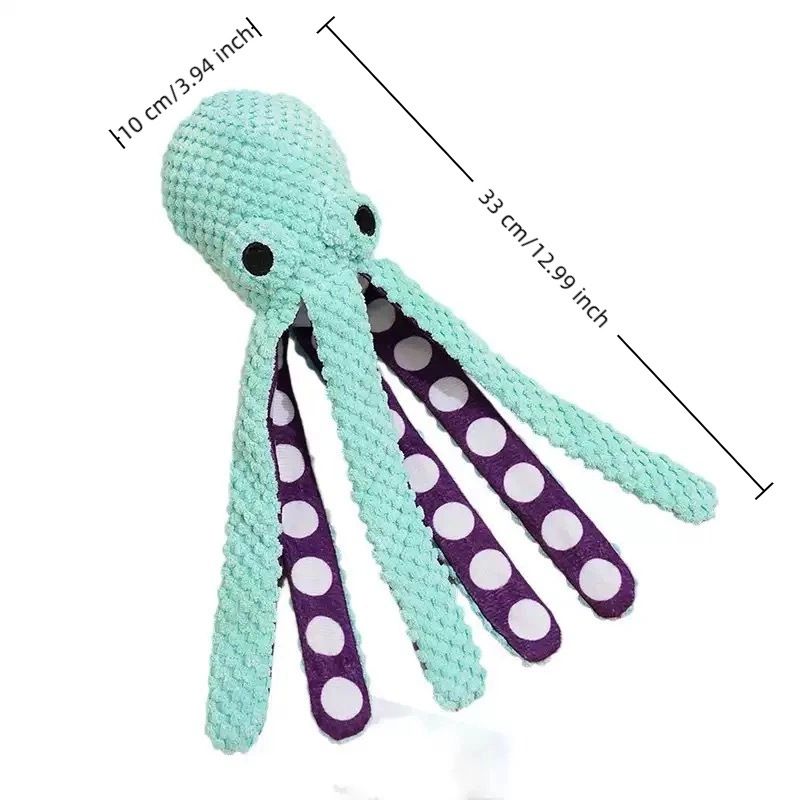 2-Pack Purple Plush Octopus Dog Toy with Squeaker - Interactive Chew Toy for Small view 4