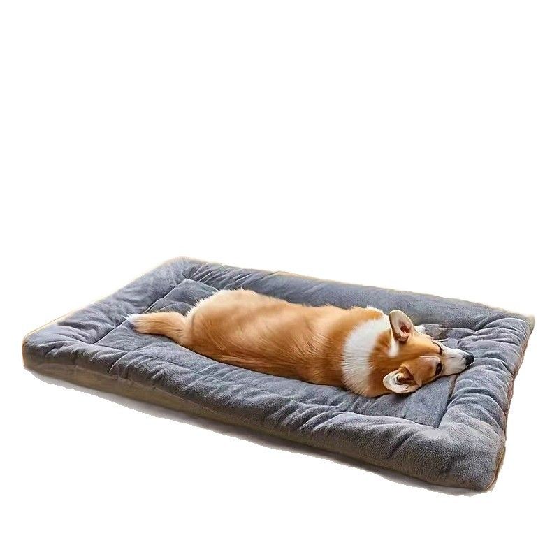 Grey Large Plush Dog Bed - Extra Thick Winter Warmth