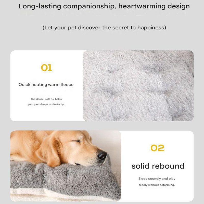 Grey Large Plush Dog Bed - Extra Thick Winter Warmth view 4