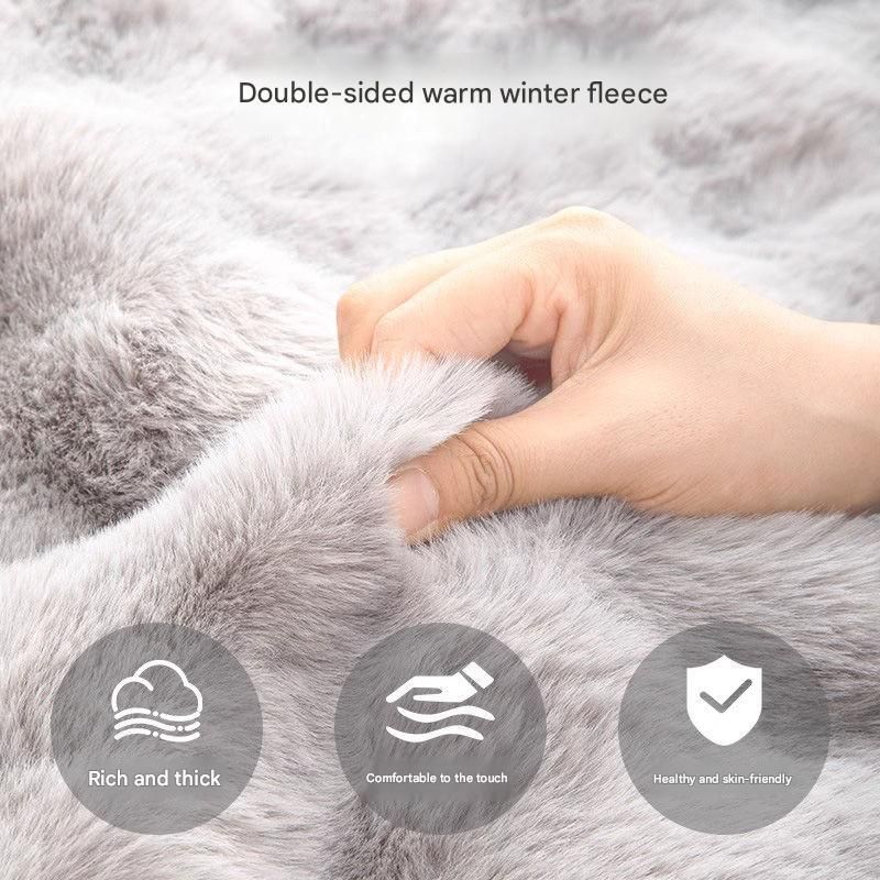 Grey Large Plush Dog Bed - Extra Thick Winter Warmth view 3