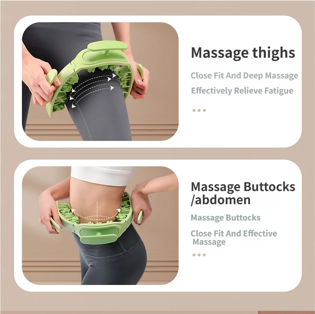 Green and White Multifunctional Ring Massage Roller with Detachable Handles view 3