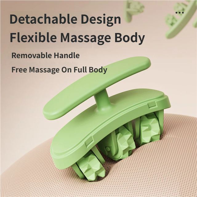 Pink and White Multifunctional Ring Massage Roller with Detachable Handles view 5