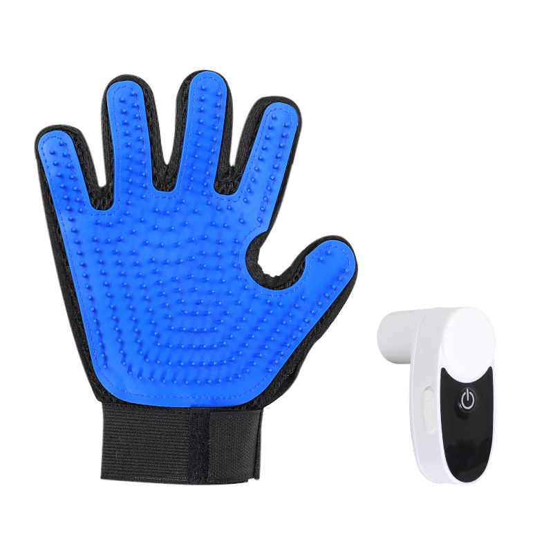 Black Blue Pet Grooming Spray Glove with White Detachable Typec Mister - TPR