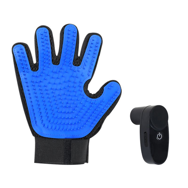Black Blue Pet Grooming Spray Glove with Black Detachable Typec Mister - TPR