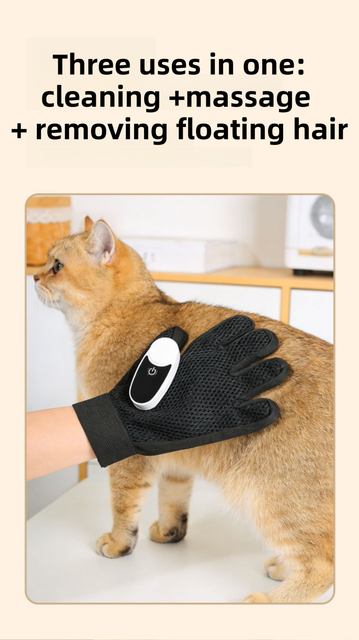 2PCS Black Blue Pet Grooming Spray Glove with Pink & Black Detachable Typec view 6