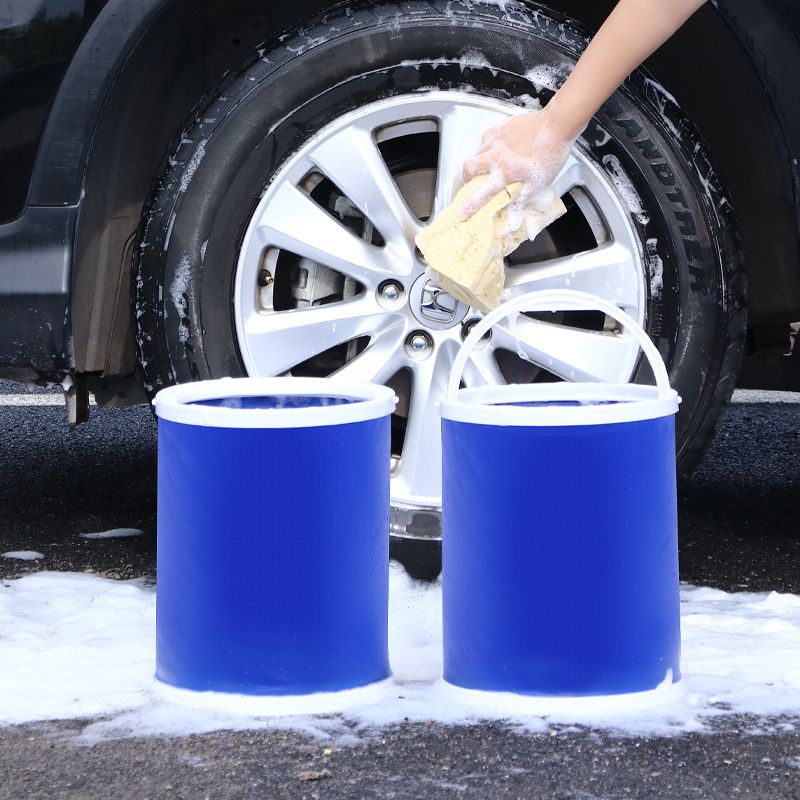 13L Foldable Oxford Fabric Car Wash Bucket with EVA Waterproof Lining & Zipper view 7