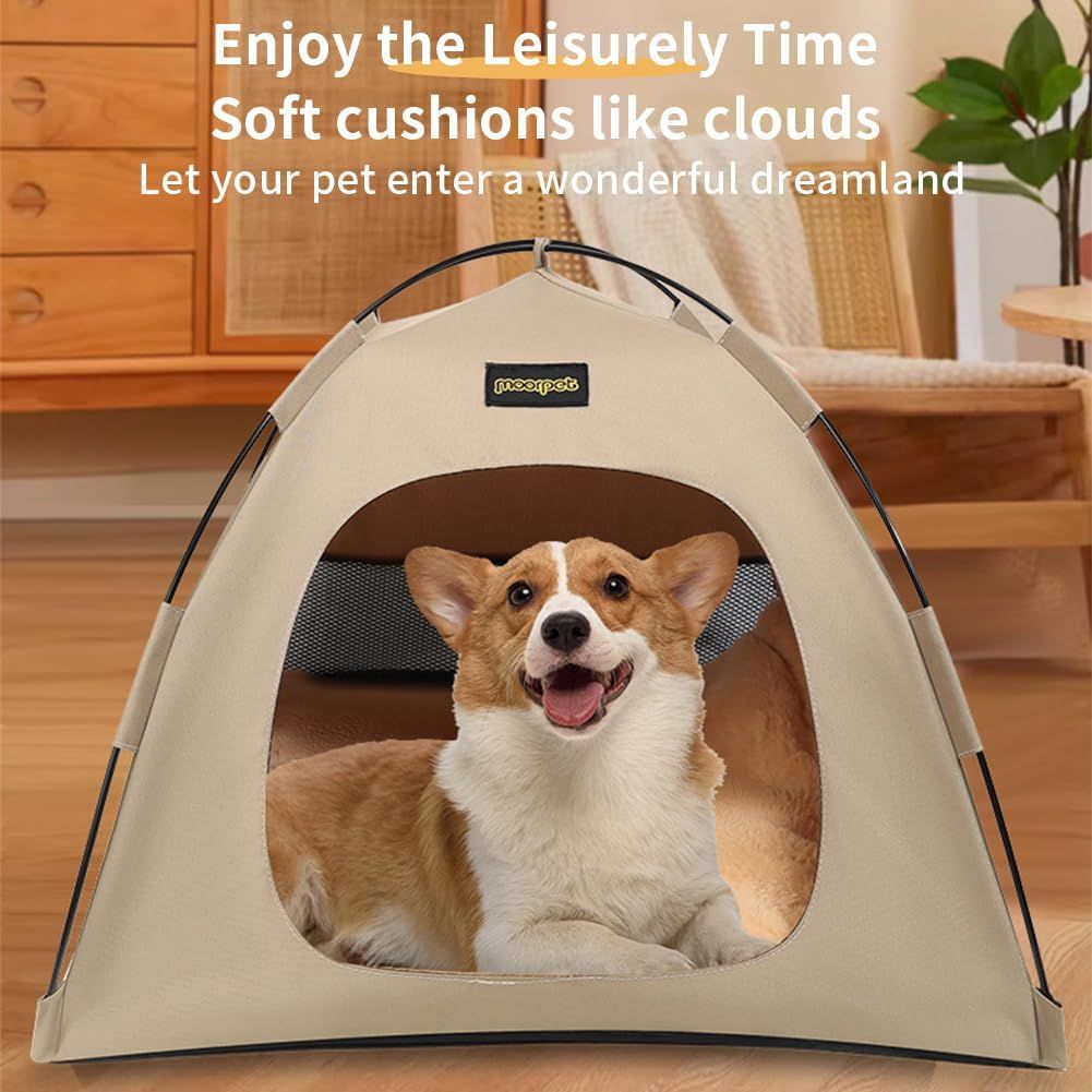 Green All-Weather Portable Pet Tent with Dual-Sided Cushion & Insect-Proof view 3