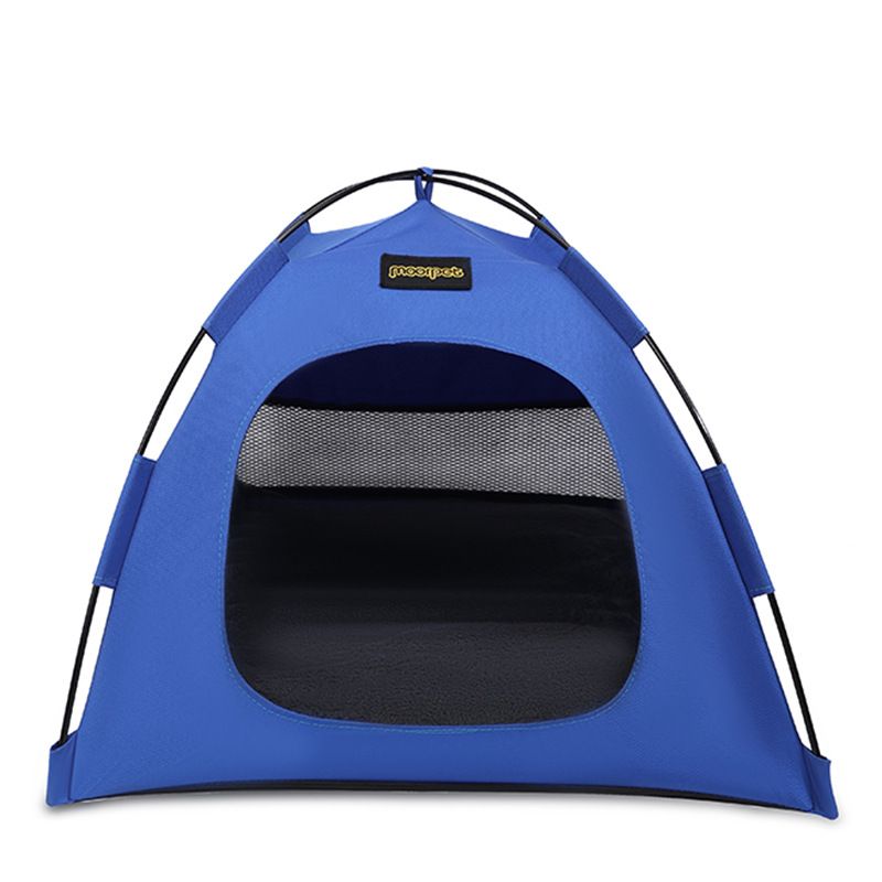 Blue All-Weather Portable Pet Tent with Dual-Sided Cushion & Insect-Proof Mesh