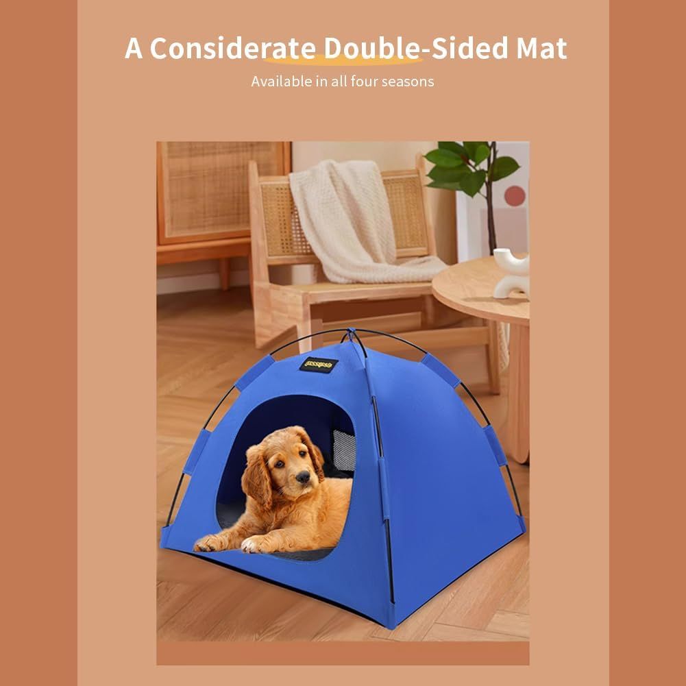 Khaki All-Weather Portable Pet Tent with Dual-Sided Cushion & Insect-Proof view 7