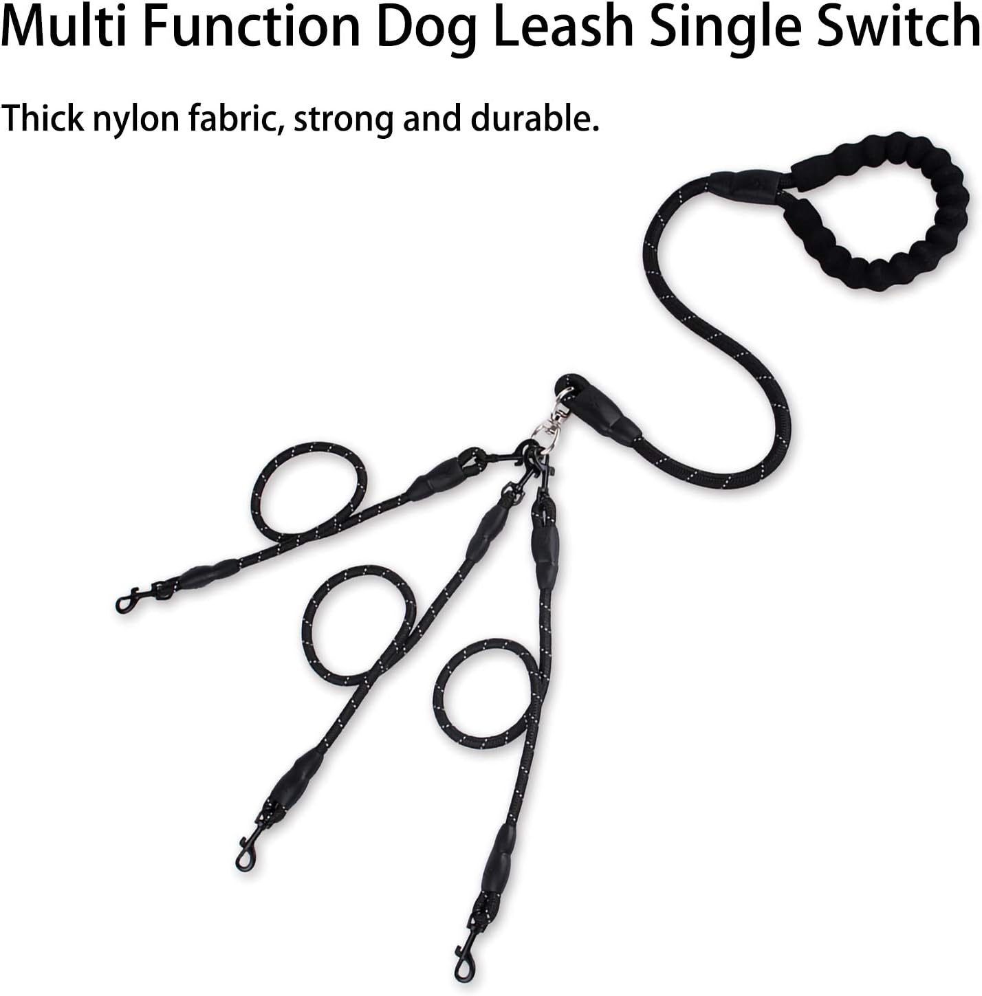 Red 3-in-1 No-Tangle Dog Leash for 1-3 Small Large Dogs – Heavy Duty 360° view 2