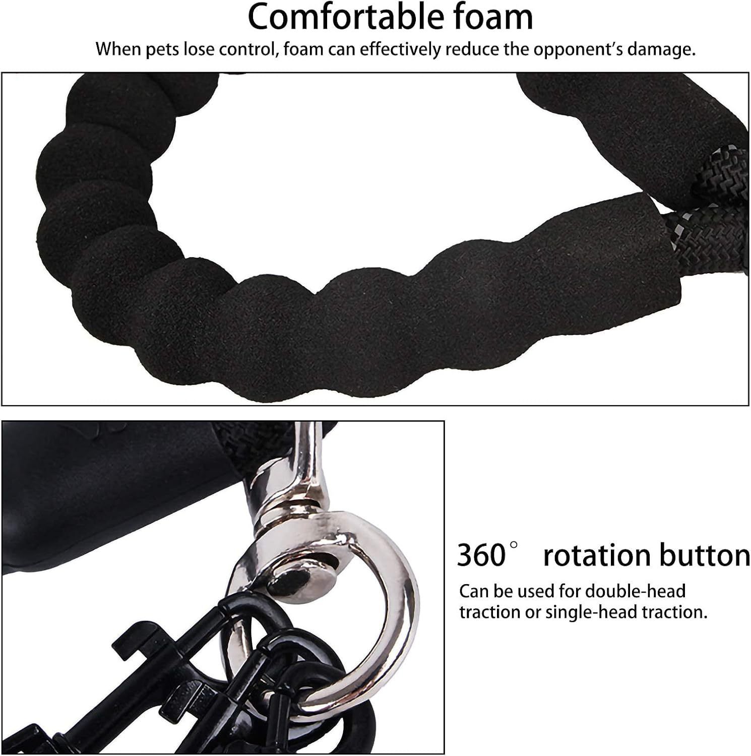 Red 3-in-1 No-Tangle Dog Leash for 1-3 Small Large Dogs – Heavy Duty 360° view 3