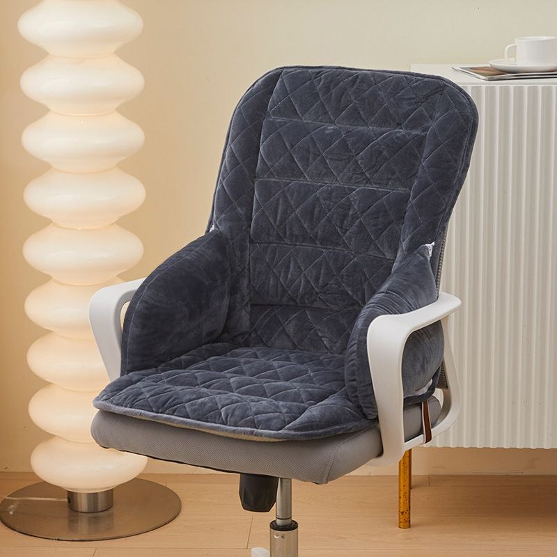 Black and Grey Premium Quilted Plush Integrated Seat Cushion & Backrest