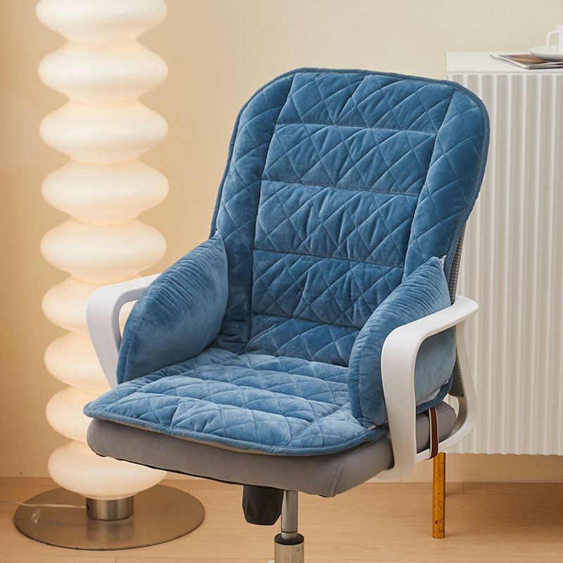 Dark Blue Premium Quilted Plush Integrated Seat Cushion & Backrest – Thickened
