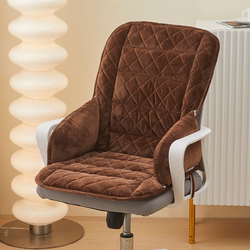 Brown Premium Quilted Plush Integrated Seat Cushion & Backrest – Thickened