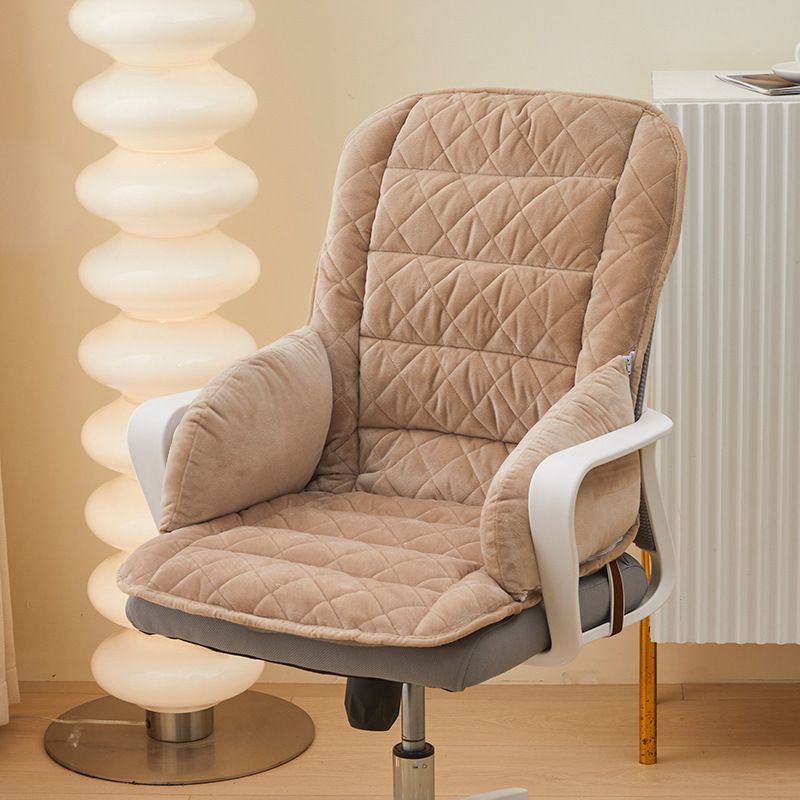Khaki Premium Quilted Plush Integrated Seat Cushion & Backrest – Thickened