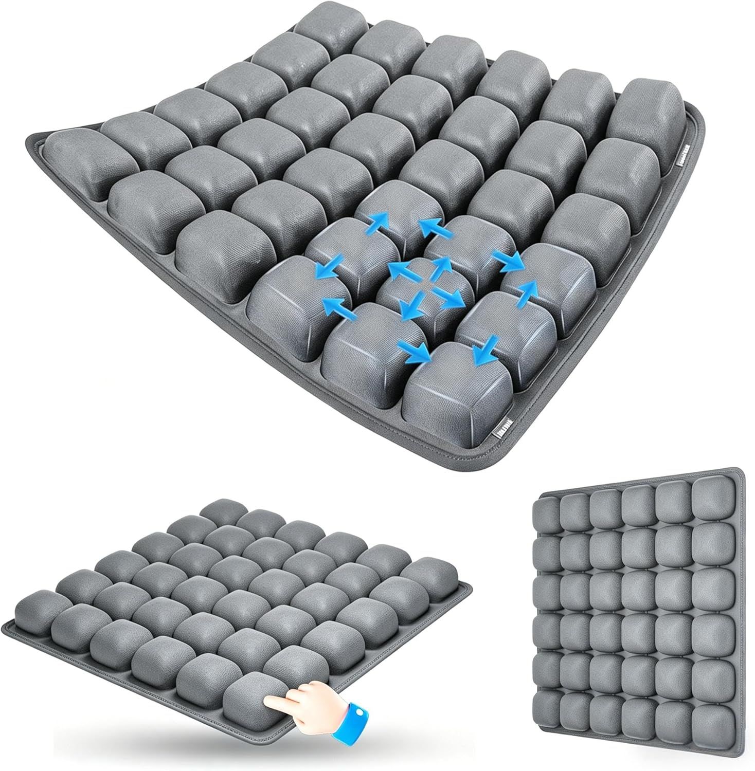 Dark Grey Portable 3D Aircell Travel Inflatable Seat Cushion with Built-in