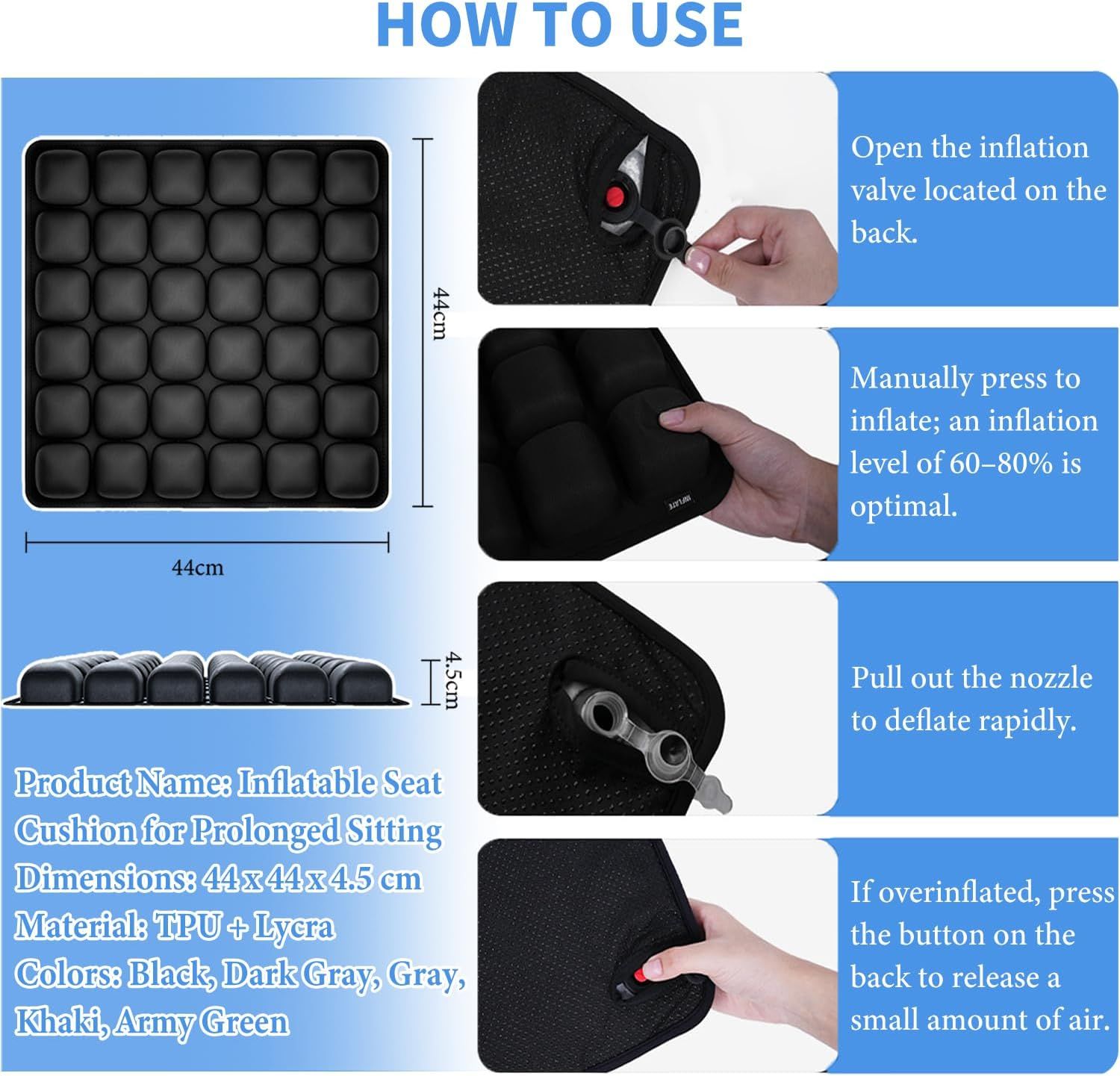 Bohemian Style Portable 3D Aircell Travel Inflatable Seat Cushion with view 6