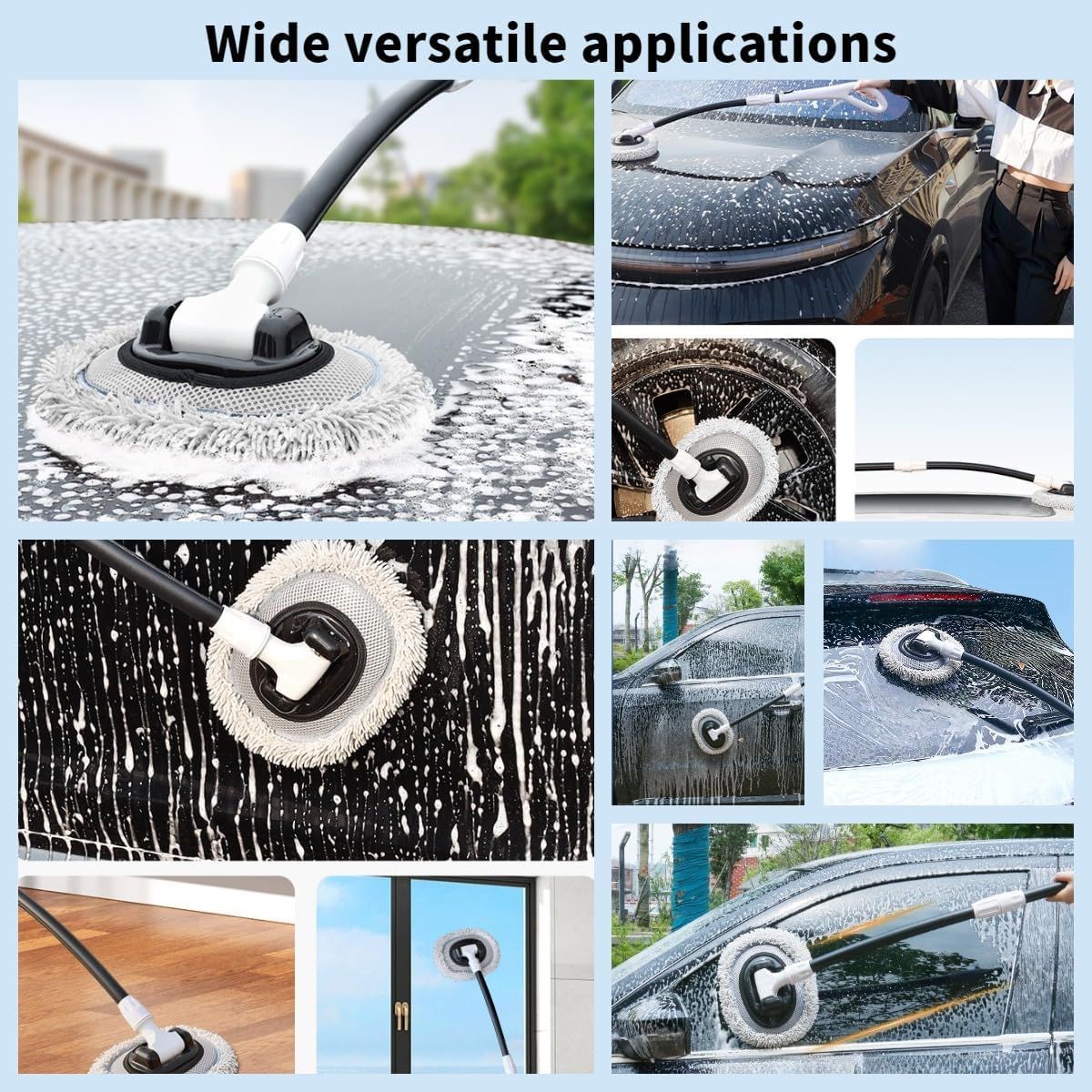 Professional Telescopic(55-120cm) Car Microfiber Wash Mop with 2 Brush Cover view 8